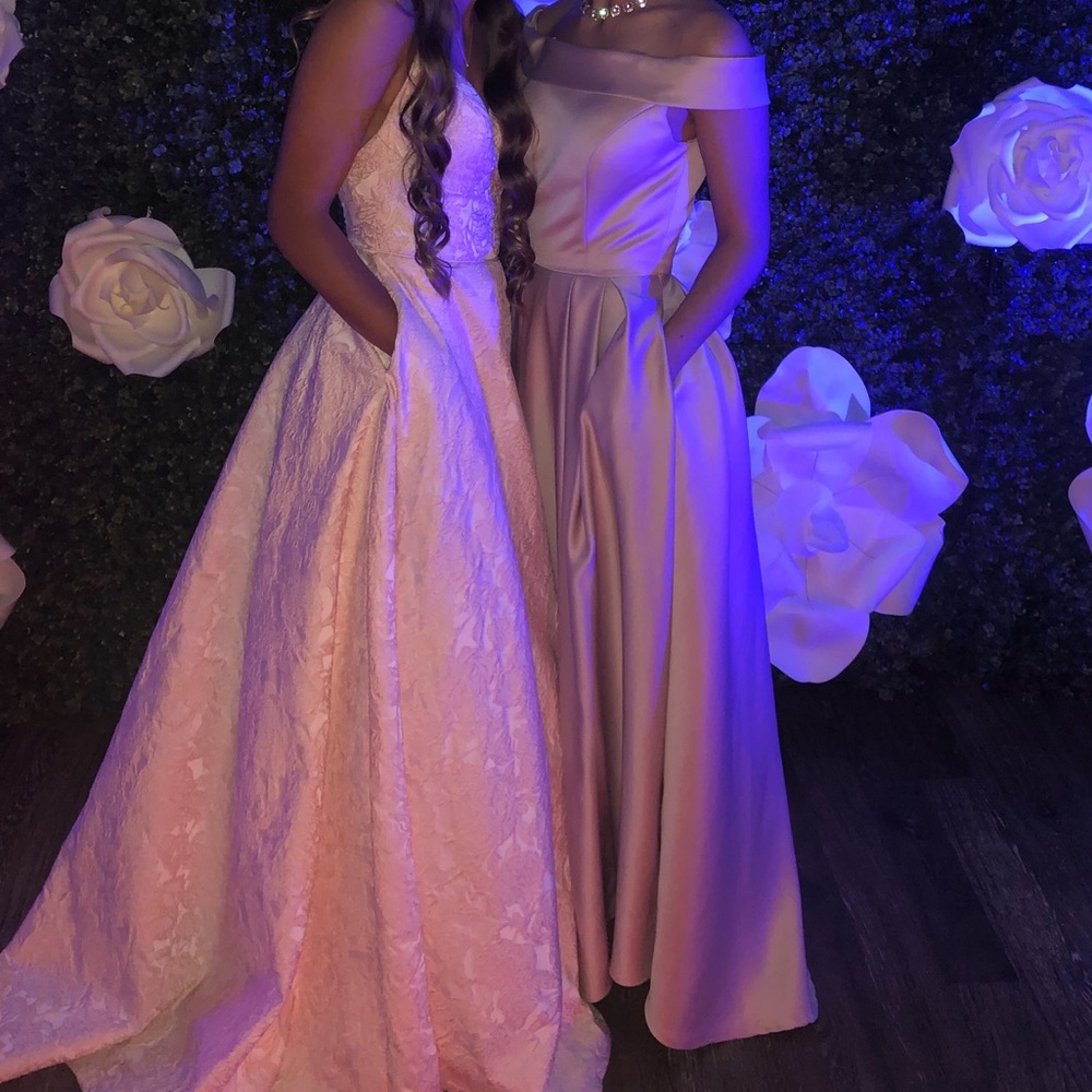 Blush Strapless Prom Dress